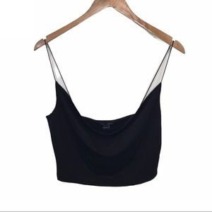 Fashion Nova black crop top cowl neck tank spaghetti straps M